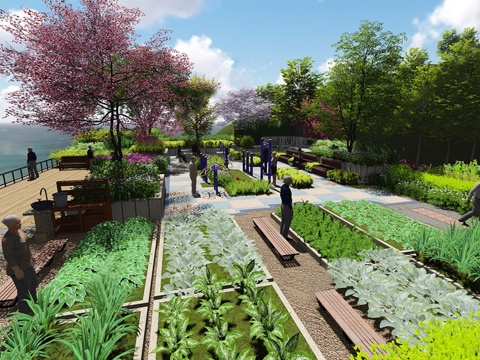 现代乡村菜园景观 康养景观公园su模型