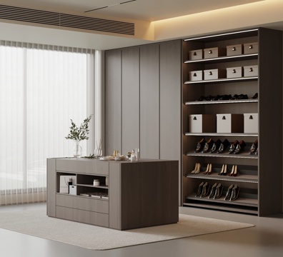 现代意式衣帽间 衣柜 鞋柜 首饰柜su模型