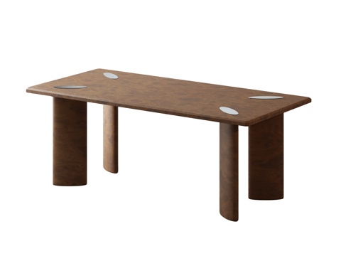 餐桌 现代餐桌 原木风餐桌 现代中古餐桌su模型