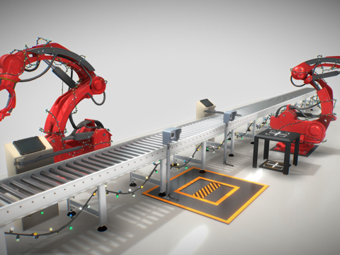 工业机器人手臂包装动画su模型