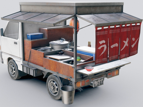 日本拉面车su模型