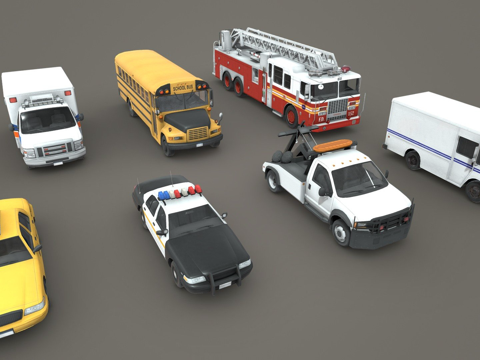 低多边形服务汽车收藏su模型