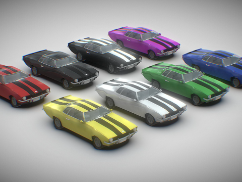 肌肉车低多边形su模型