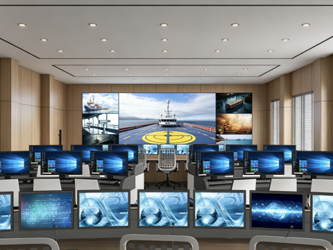 现代控制指挥中心 调度中心 视频监控室 作战中心 作战研讨室3d模型