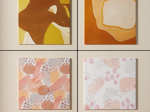 现代，简约，奶油风，抽象，艺术，组合画3d模型