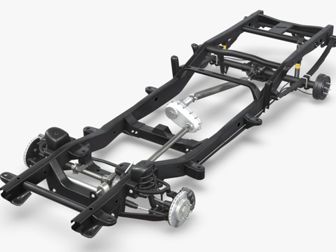 皮卡车底盘四轮驱动独立前悬挂su模型