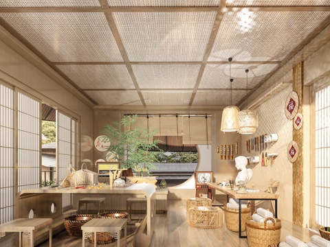 现代手工坊 乡村文化展览 图书馆 美术馆 手工工具su模型