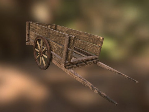木制推车su模型