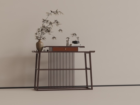 中式玄关端景台 饰品摆件su模型