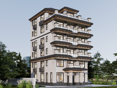 新中式su模型别墅su模型