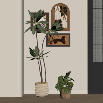 现代绿植 盆栽绿植 落地 绿植组合su模型