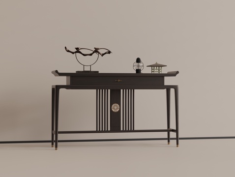 中式玄关端景台 饰品摆件su模型