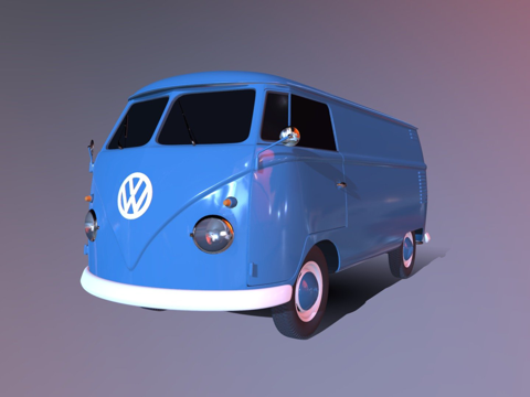 大众运输车T1厢式货车su模型