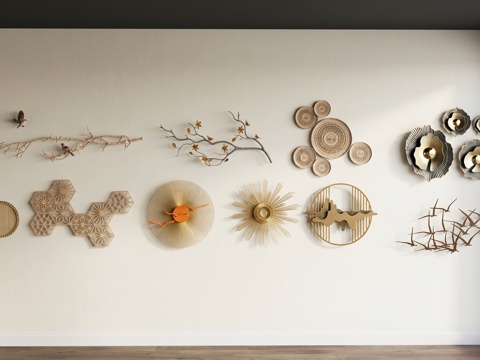 新中式墙饰挂件su模型