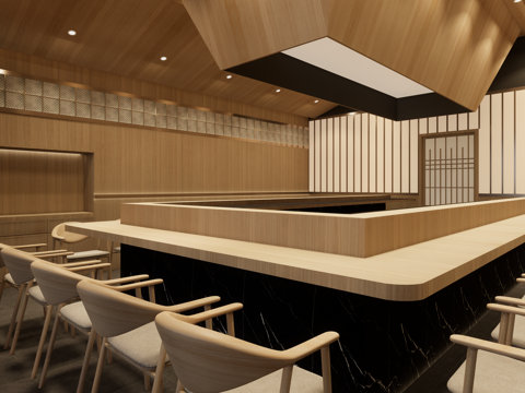 日式日料店su模型