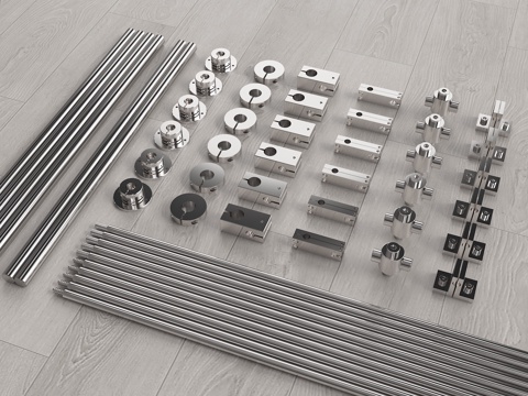 光轴 不锈钢光轴 光轴配件 DIY光轴 光轴连接件su模型