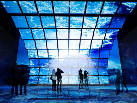 现代科技多媒体科技展厅  矩阵屏 沉浸式空间su模型