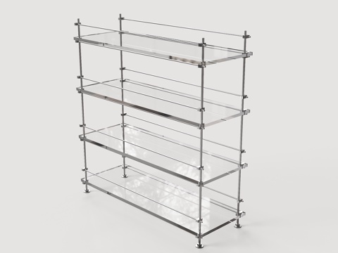 光轴书架 光轴置物架 不锈钢置物架 现代置物架 不锈钢光轴书su模型