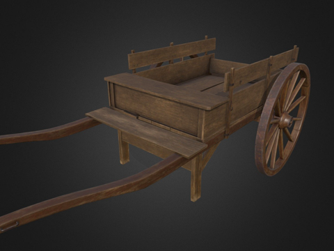 木制手推车su模型