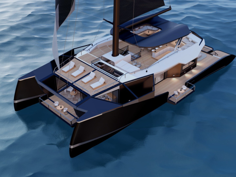 豪华双体游艇元宇宙烘焙版su模型