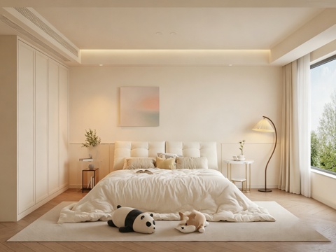 室内家装 卧室 家具 床 别墅 新中式 现代su模型