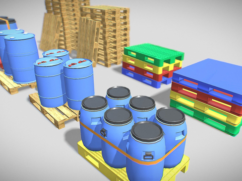 托盘和塑料桶su模型