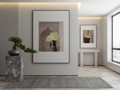 现代简约抽象挂画3d模型