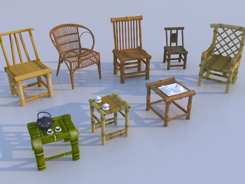 新中式休闲桌椅3d模型