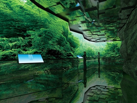 现代科技多媒体展厅 多维折幕互动展厅 城市规划展览馆su模型