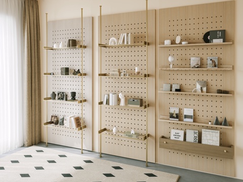 现代 洞洞板 书架 洞洞板书架 书本 墙饰挂件 书籍摆件 装su模型