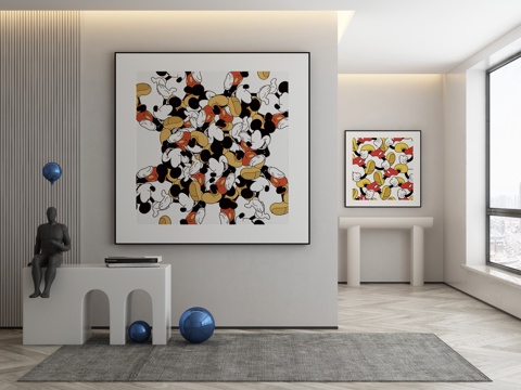 现代简约抽象挂画3d模型