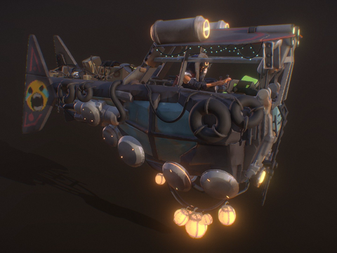 霓虹贫民窟悬浮拖船VR雕塑su模型