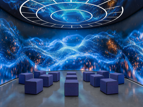 现代科技多媒体展厅 沉浸式科技影院 展厅su模型