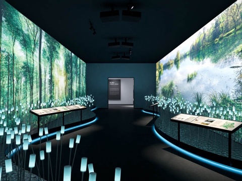 现代文化展厅 沉浸走廊 投影 沉浸空间su模型