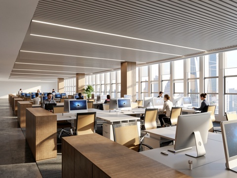 公共办公区   员工办公区su模型