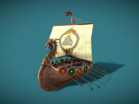 风格化 维京船su模型