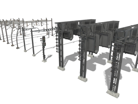 火车轨道铁路电力线集合su模型
