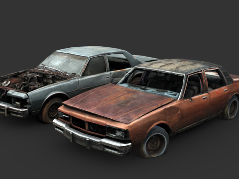 废弃80年代轿车su模型
