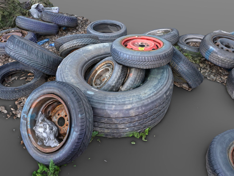 轮胎垃圾堆低多边形扫描su模型