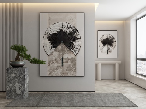 现代简约抽象挂画3d模型