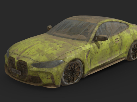 废弃汽车宝马M4双门轿跑su模型