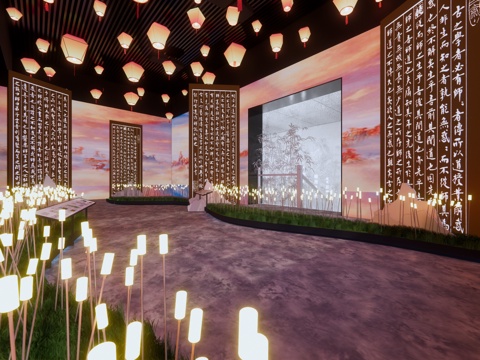 文化艺术展厅su模型