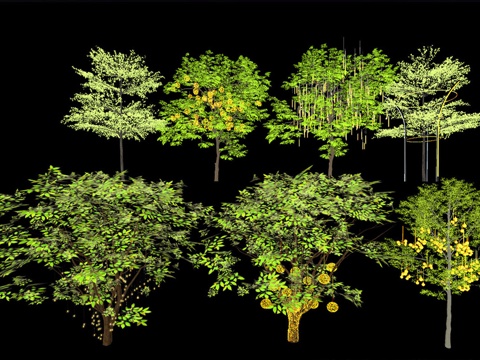 商业街景观树景观 挂树灯串灯彩灯 广场行道树su模型