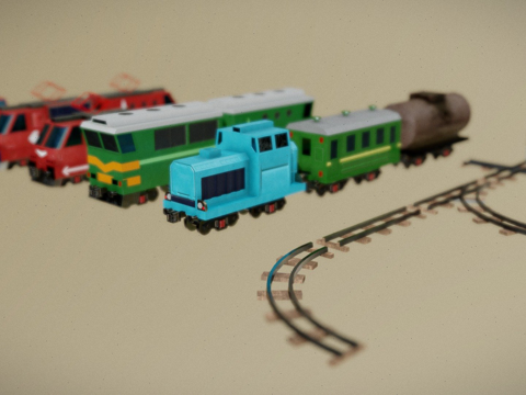 低多边形PBR铁路包su模型