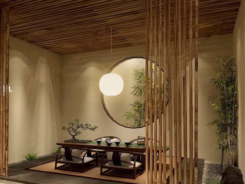 新中式茶室 茶馆 非遗文化展厅 茶文化su模型