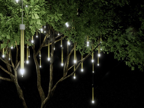 现代景观树灯 挂树灯 照树灯 星星灯 氛围灯su模型