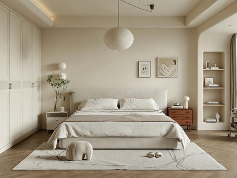 室内家装 卧室 家具 床 别墅 新中式 现代su模型