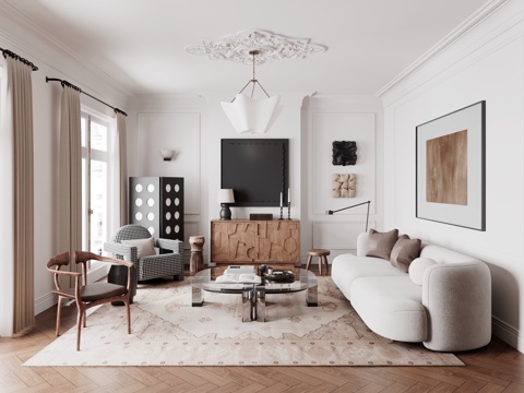 法式中古风客厅su模型