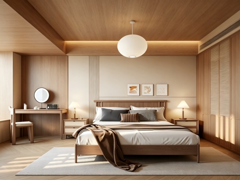 室内家装 卧室 家具 床 别墅 新中式 现代su模型