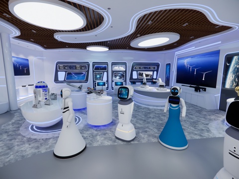 科技展厅机器人展厅su模型